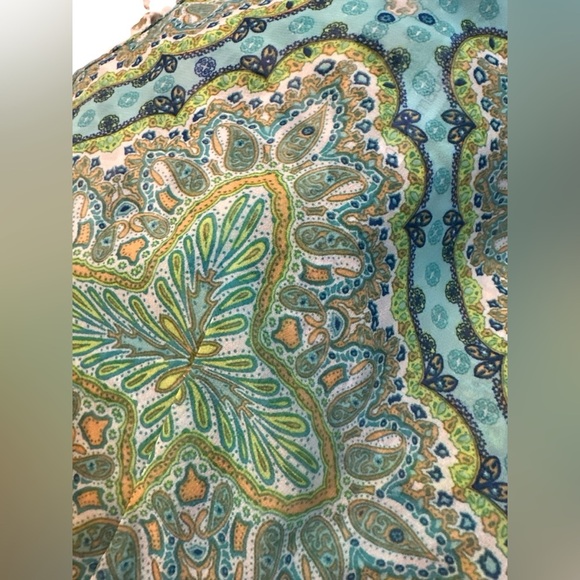 Maurices Blue and Green Sheet Tank Top with Crocheted Details on the back - Picture 7 of 7